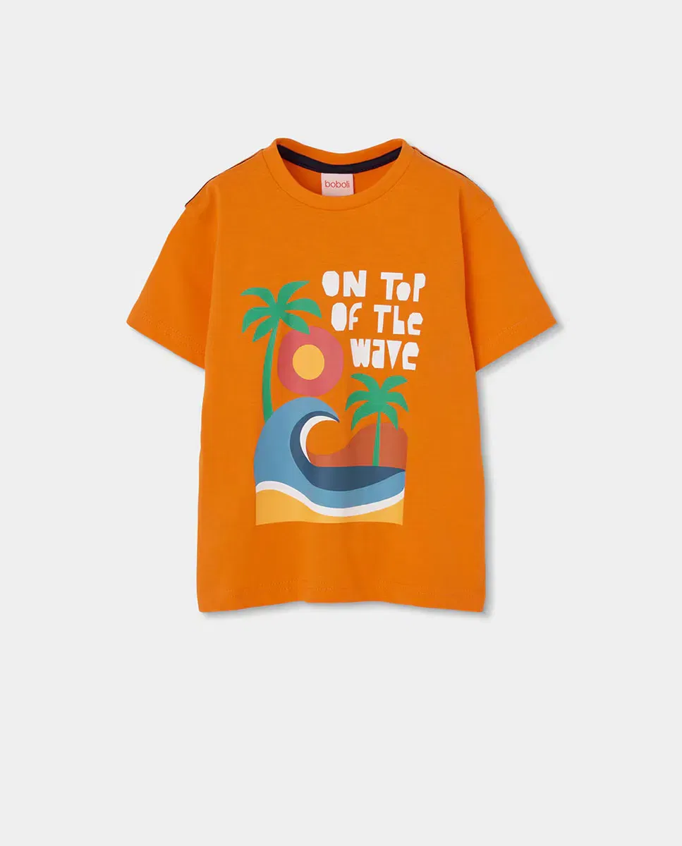 Детская футболка для мальчиков хлопковая Boboli, Naranja Fuerte