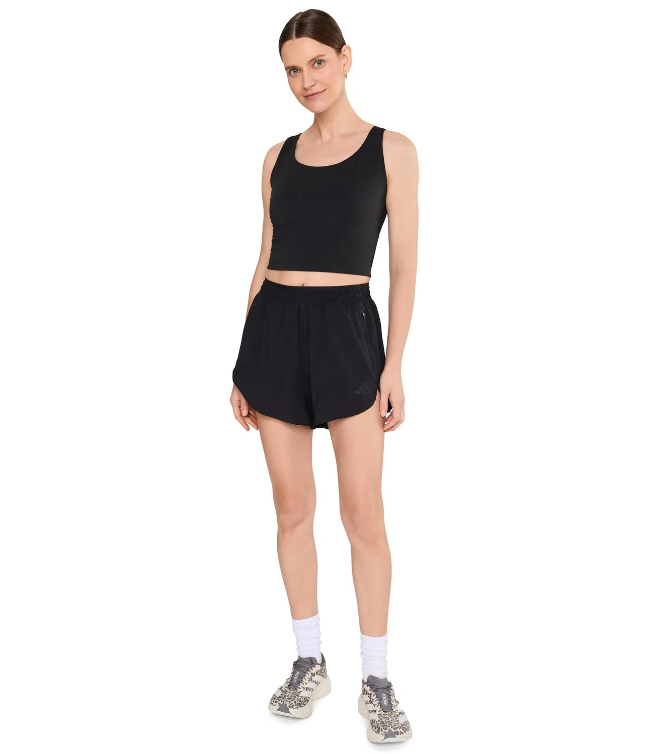 Тренировочный топ-бра с длинной посадкой и средней поддержкой All Me Medium-Support Long Line Training Bra Tank Top Adidas, Black — фото 2