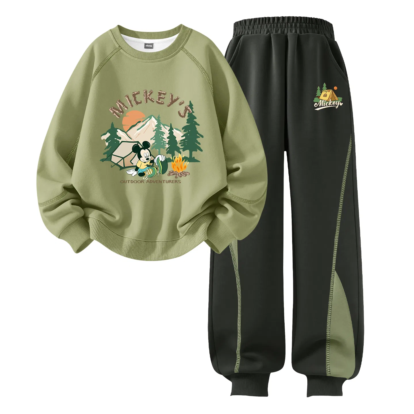 Детский спортивный костюм с круглым вырезом Disney, Цвет Mugwort Green+Di Tent K Celadon