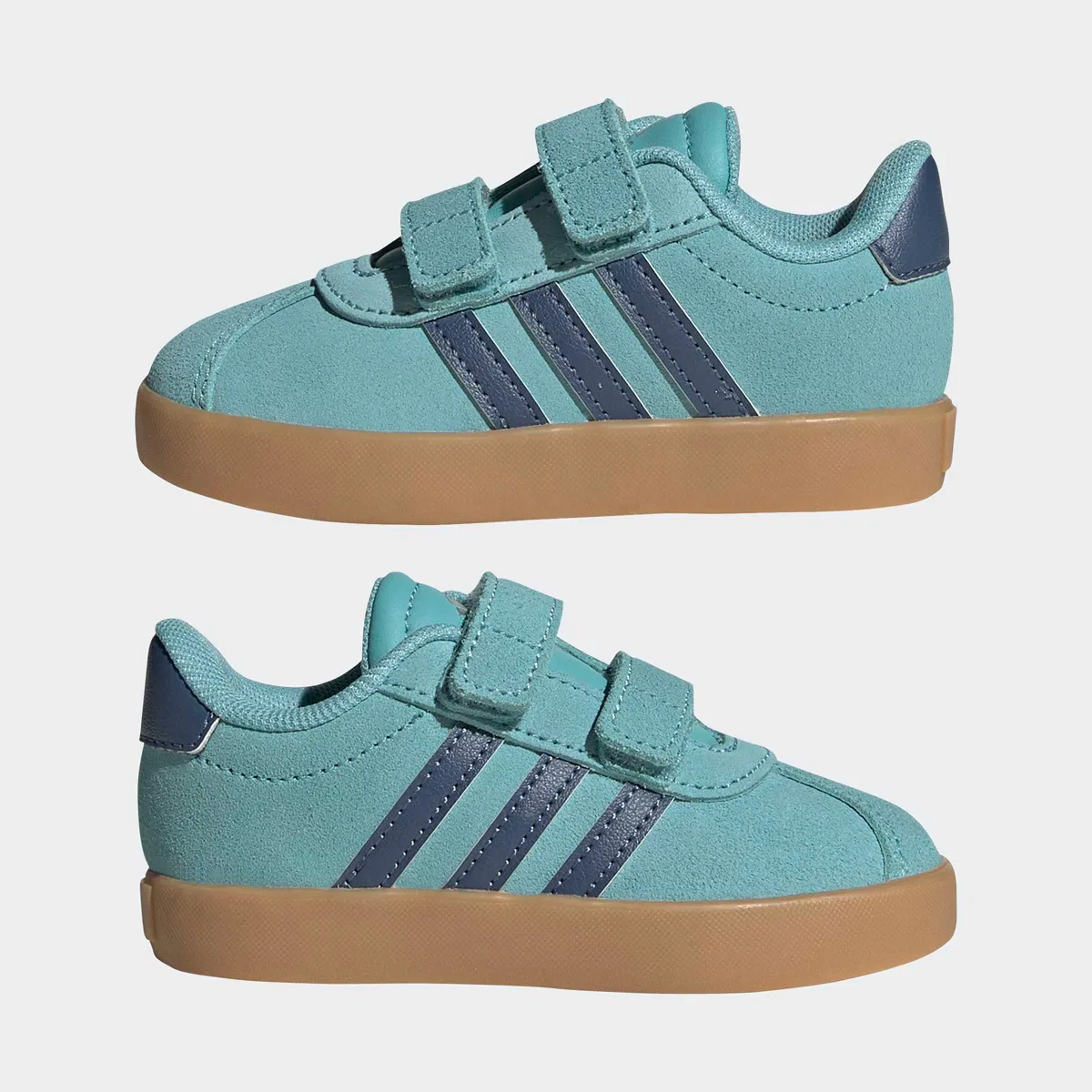Детские кроссовки для мальчиков с липучками Vl Court 3.0 Adidas, Mint Ton/Preloved Ink/Silver Metallic — фото 2