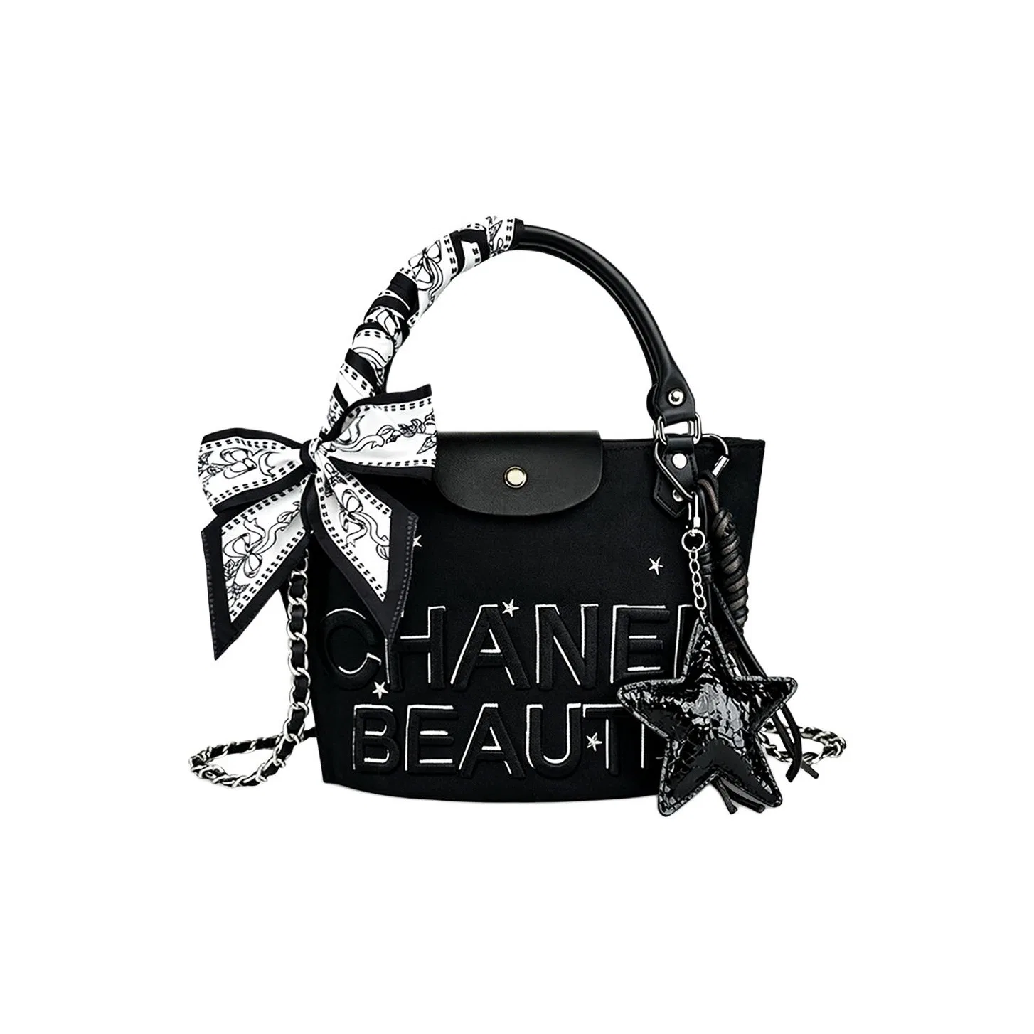 Женская косметичка из холста с вышивкой 流萤, CHANEL, Черный