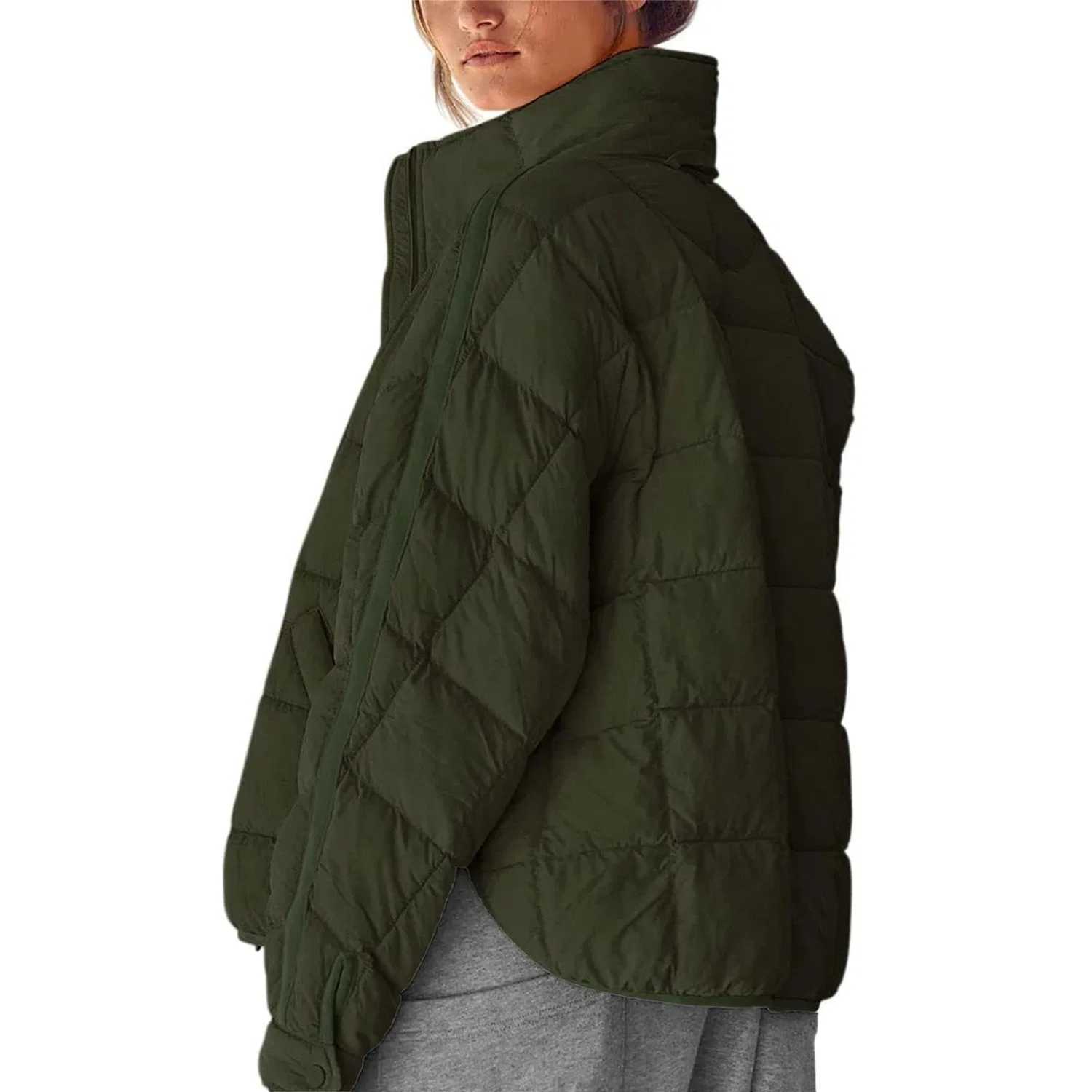 Женское утеплённое пальто с принтом, модель Packable Down Jacket, green — фото 3
