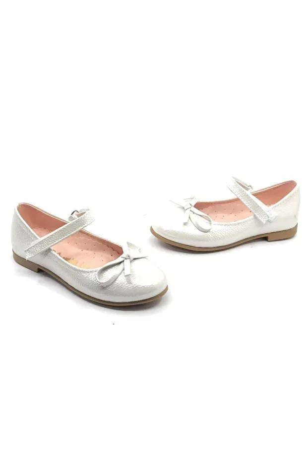 Детские балетки для девочек из искусственной кожи Silver colored mustache velcro girls' ballerinas - iremsu pisi Generic Brands, Silver