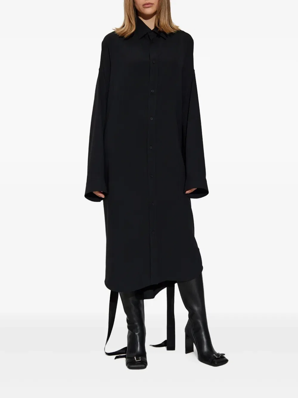 Платье-рубашка со шнуровкой Balenciaga, черный — фото 3