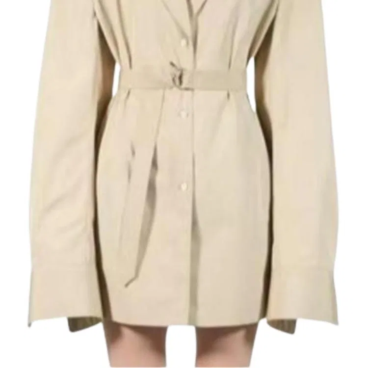 Женское пальто-тренч с лацканами, приталенное, Beige, PRADA — фото 4
