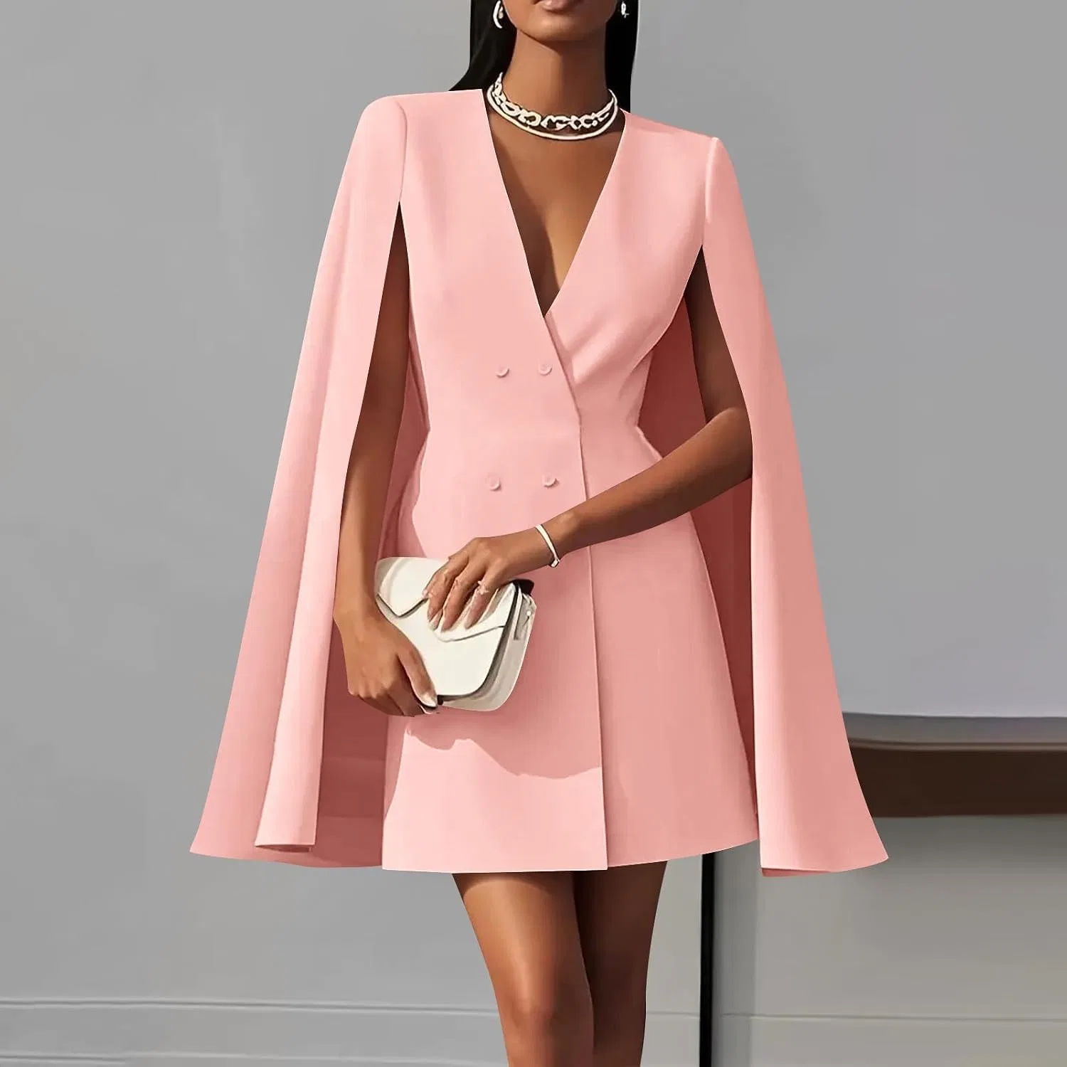 Женское платье-блейзер с двойной грудью Cape Women, Pink — фото 2