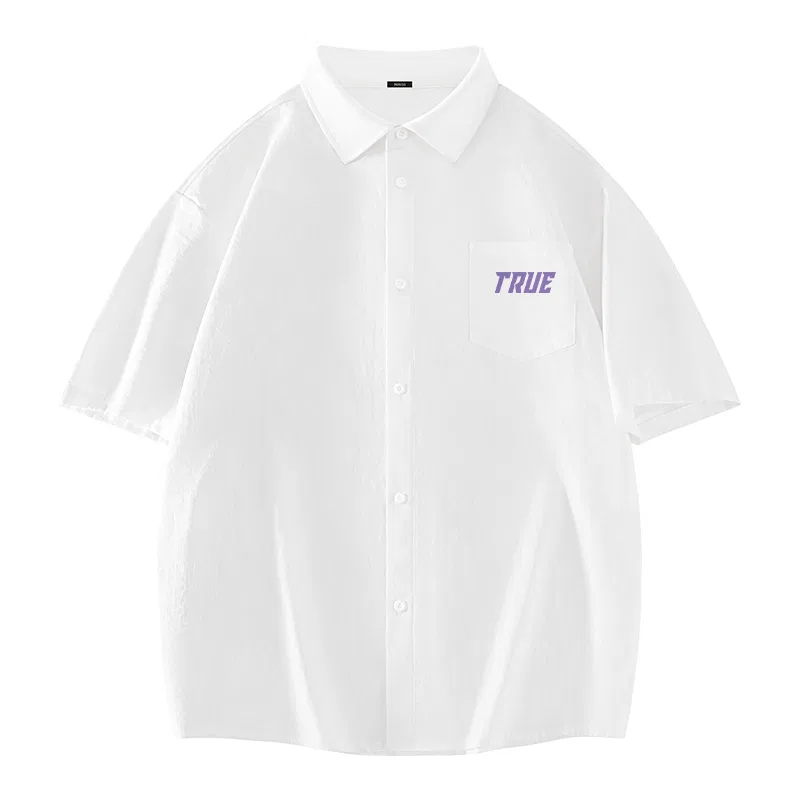 Детская рубашка с отложным воротником Ice Silk Cooling MINISO, Цвет White (Mystic Purple Future Chest Logo)