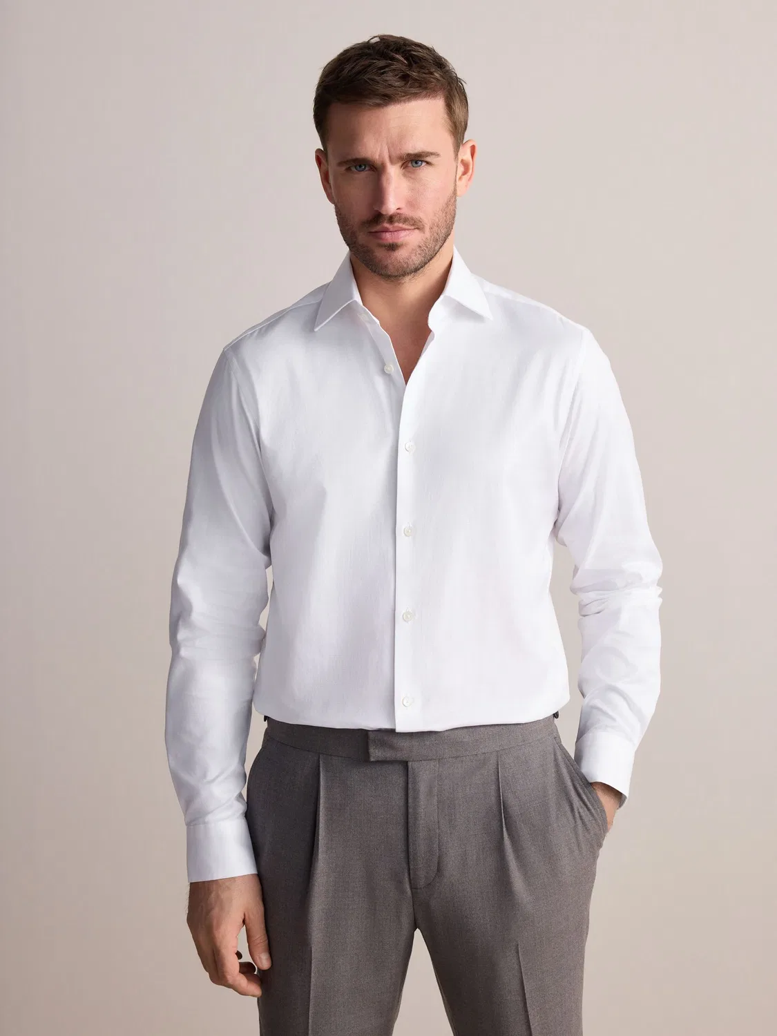 Рубашка с классическим воротником, Slim Fit, Signature Next, белый — фото 3