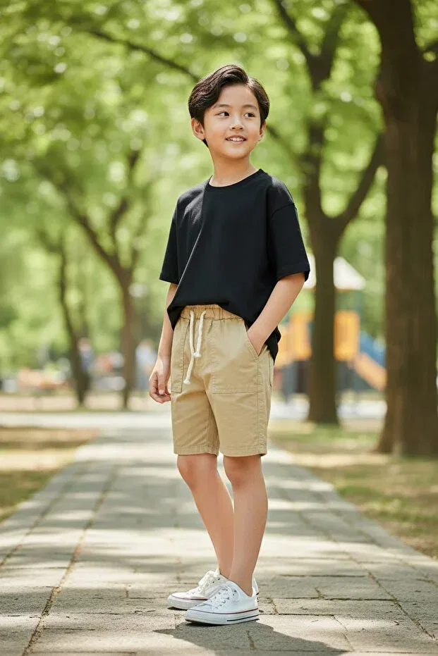 Детские шорты для мальчиков льняные Basics Poozkids, Beige