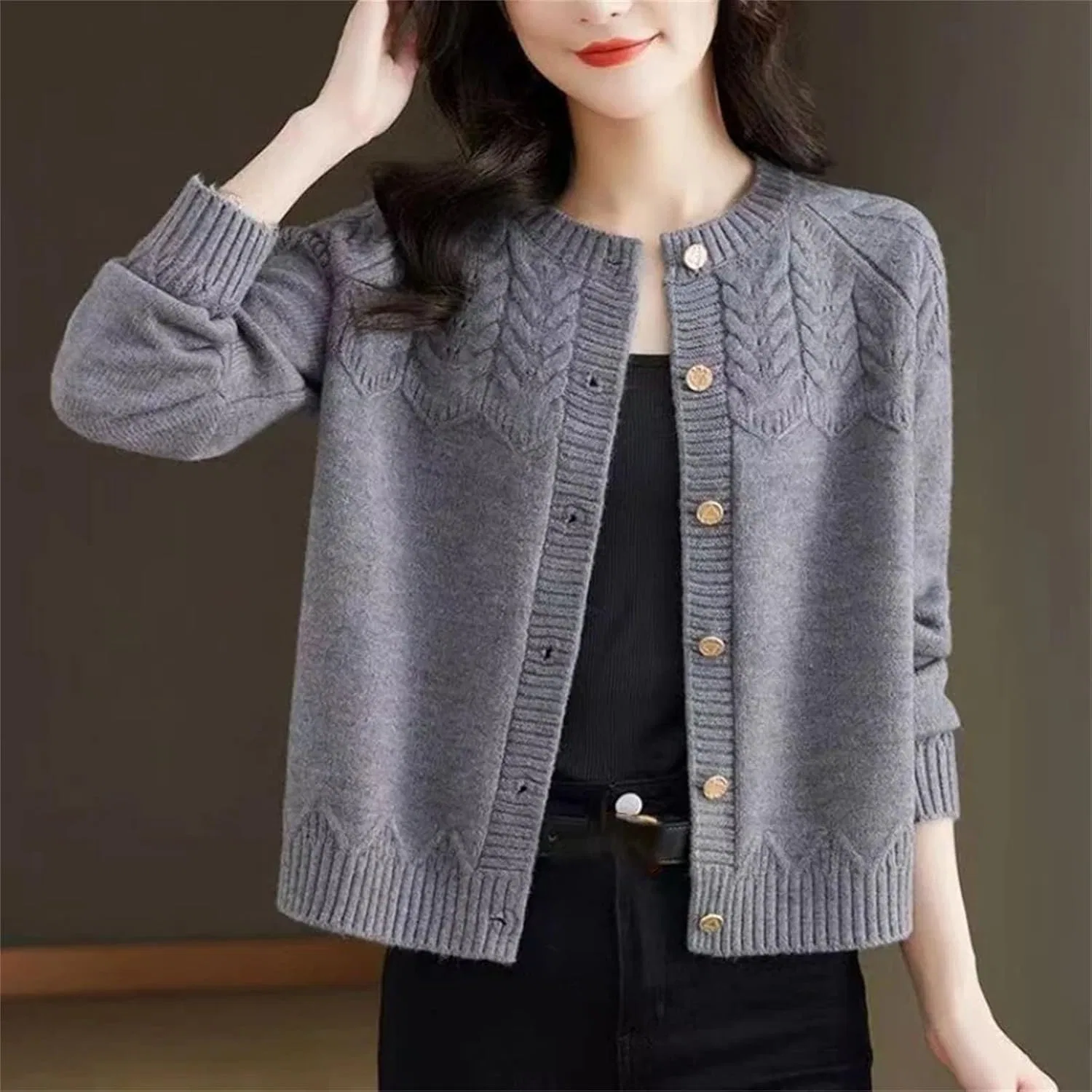 Женский кардиган с длинным рукавом, Elegant Knitwear, розовый — фото 2