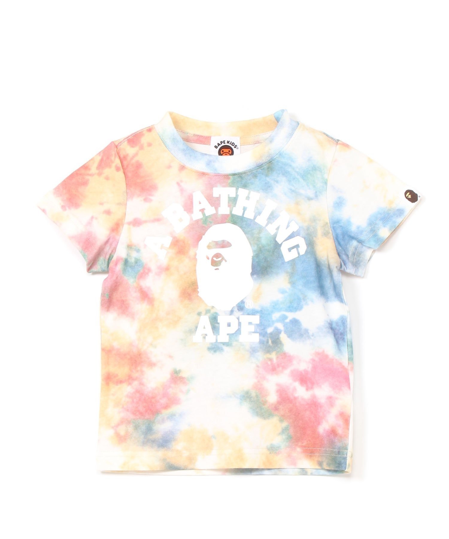 Футболка с принтом "Тай-дай" в стиле колледжа A BATHING APE, BLUE