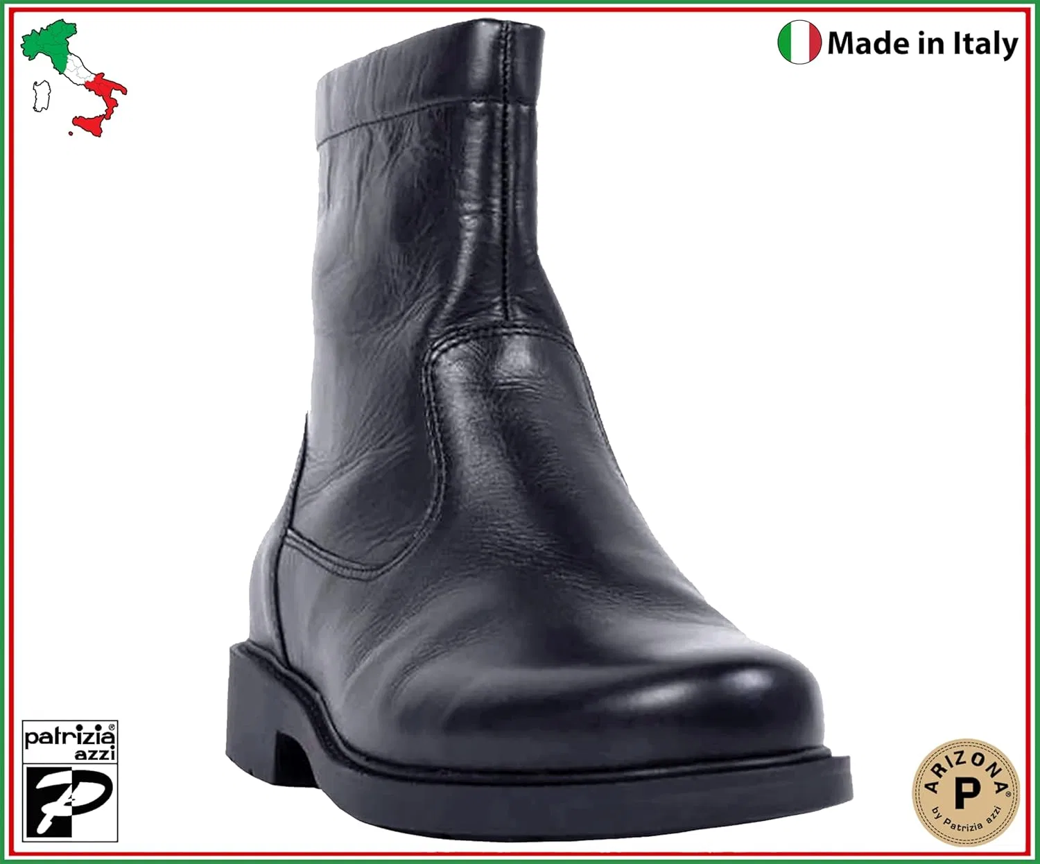 Мужские ботинки Patrizia Azzi Arizona Collection 90299 из натуральной кожи, 100% произведено в Италии Generisch, Black Leather — фото 4