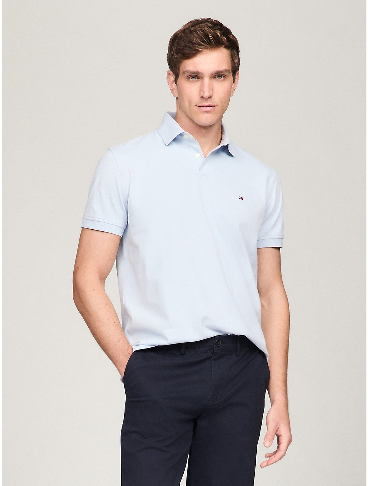 

Мужская рубашка Tommy Hilfiger Stretch Regular Fit Tommy Polo, цвет breezy blue
