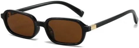 

Прямоугольные солнцезащитные очки для женщин в винтажном стиле, защита от УФ-излучения UV400 для мужчин, модные панк-солнцезащитные очки MTZJH, Black Tea