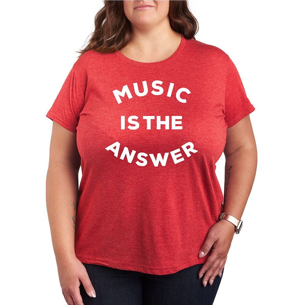 

Футболка Plus Music is the Answer с графическим рисунком, цвет Heather Red