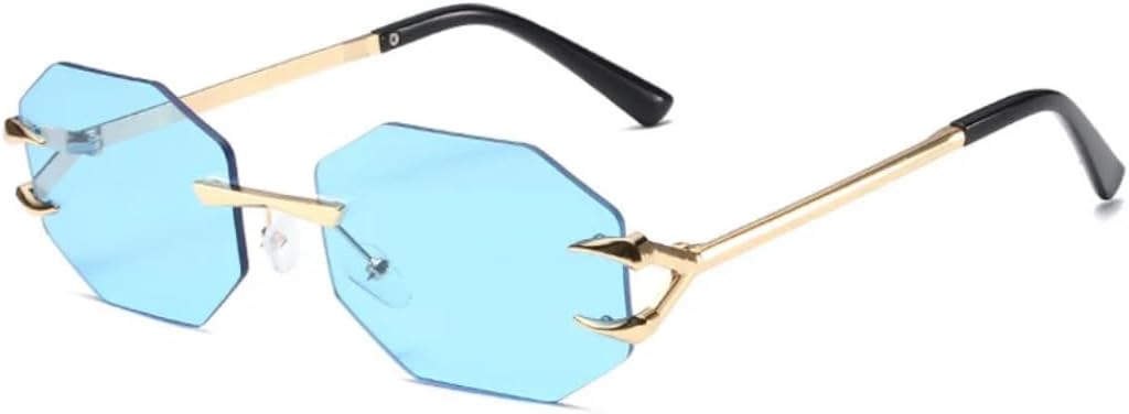 

Солнцезащитные очки с защитой UV400 | Металлическая безободковая оправа | Градиентные линзы в стиле панк | Для женщин и мужчин | Для занятий спортом на открытом воздухе и вождения DSVIGF, Blue