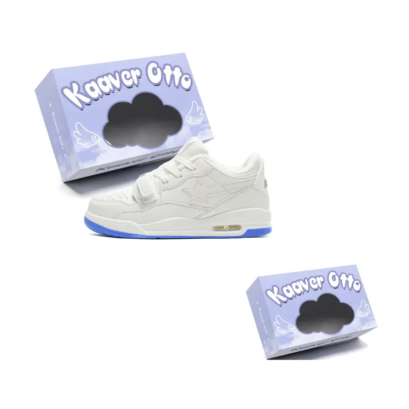 

KAAVER OTTO Износостойкие и легкие мид-топ скейтбордские кроссовки унисекс коробка - градиент белый синий (флисовая подкладка), цвет Gradient White Blue (Fleece-Lined)