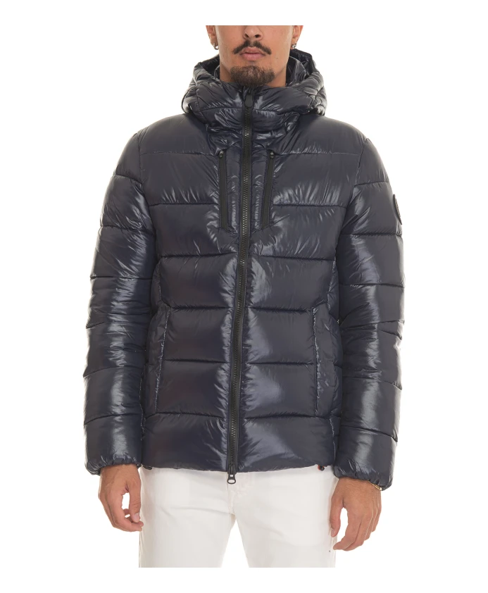 

Стеганая куртка с капюшоном и глянцевой отделкой. Save The Duck, синий