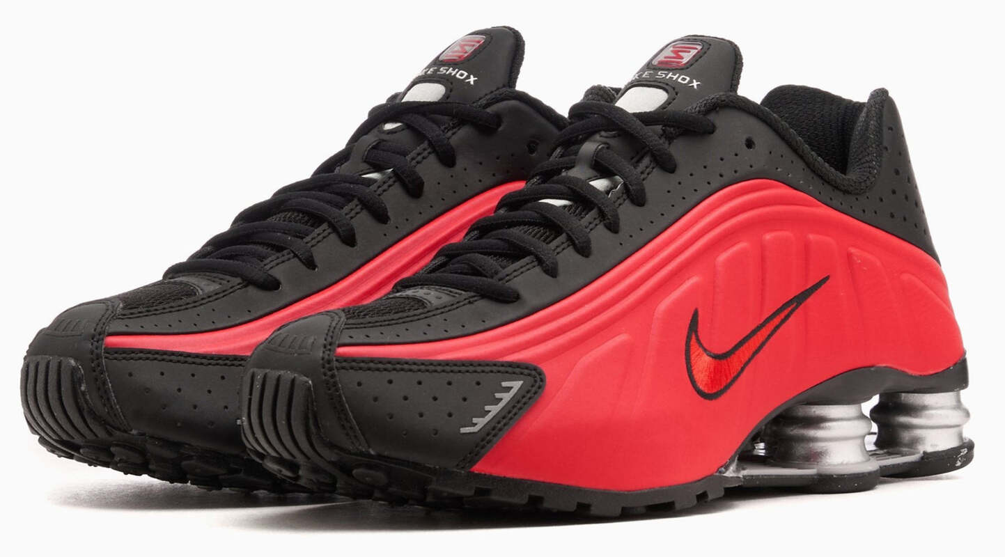 Кроссовки Nike Shox R4 University Red Black Metallic Silver — фото 4