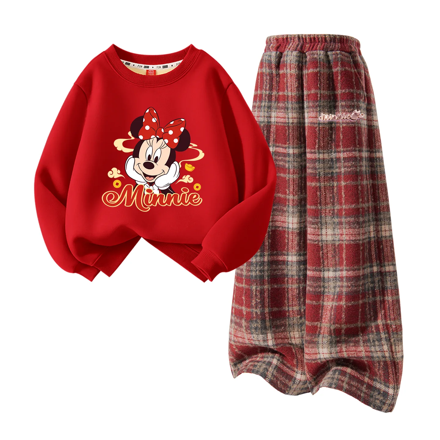 Детская повседневная спортивная толстовка Disney, [Thickened and Fleece-Lined]Di Welcome Spring Red+Di Long Metal Label K Red Plaid