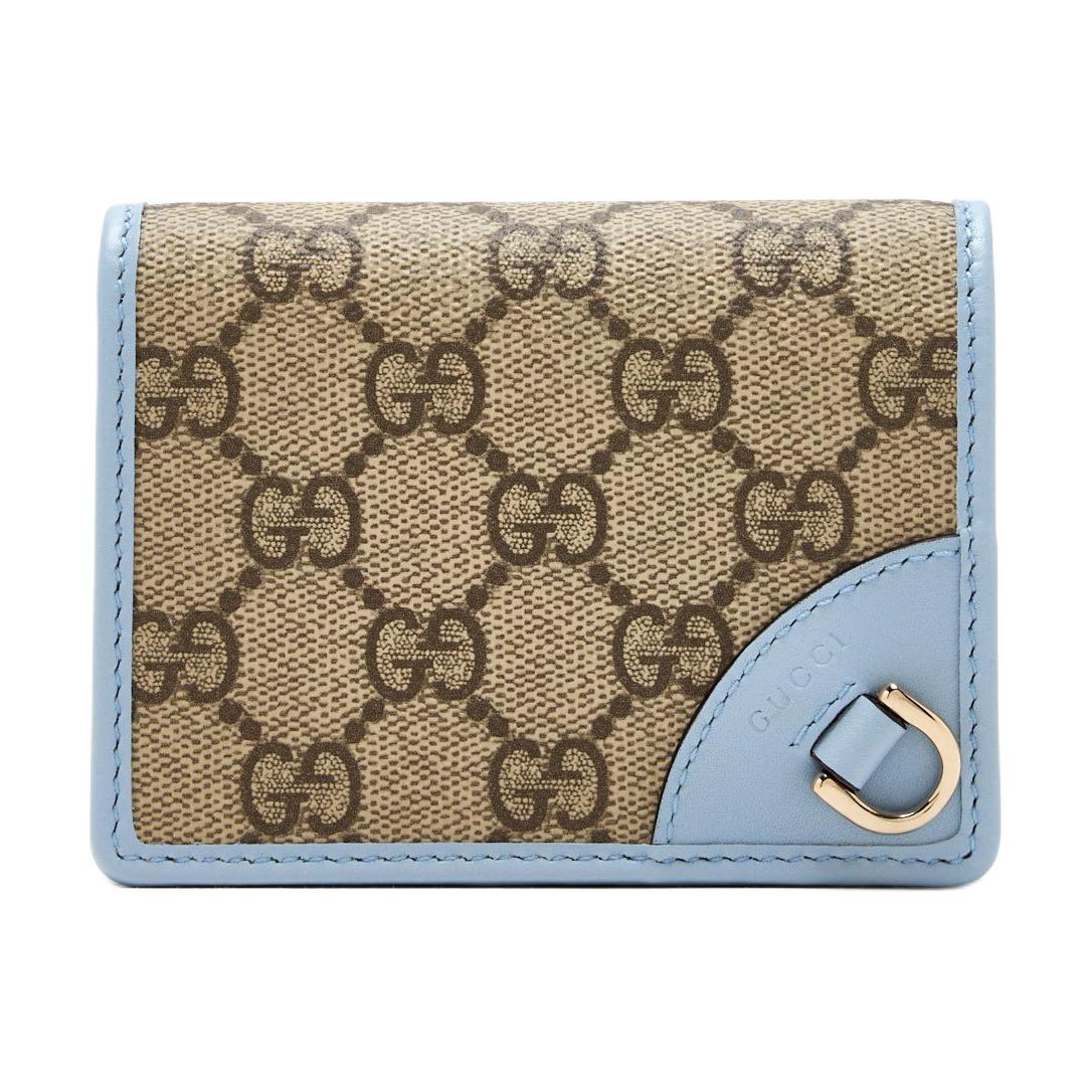 

GUCCI Миниатюрный женский кошелек из лакированного полотна сине-коричневый