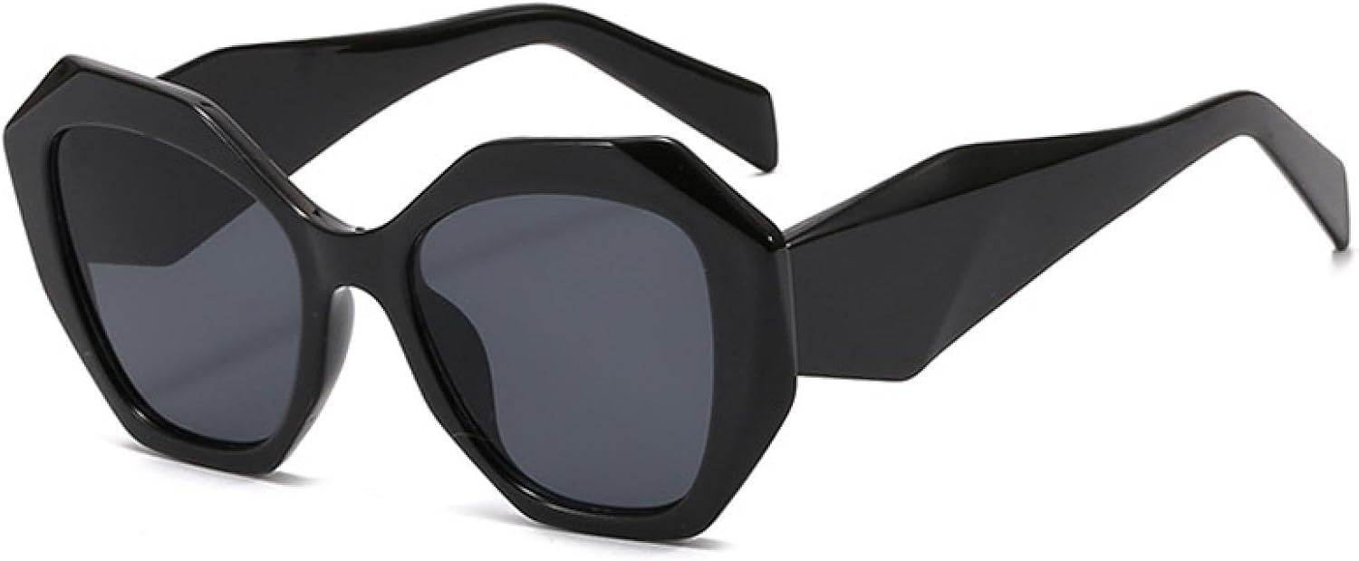 

Модные солнцезащитные очки большого размера «кошачий глаз» с многоугольными линзами, женские, ретро, ​​с ярким леопардовым принтом, защита от УФ-излучения UV400, мужские, градиентные VVTWSSW, Black Grey