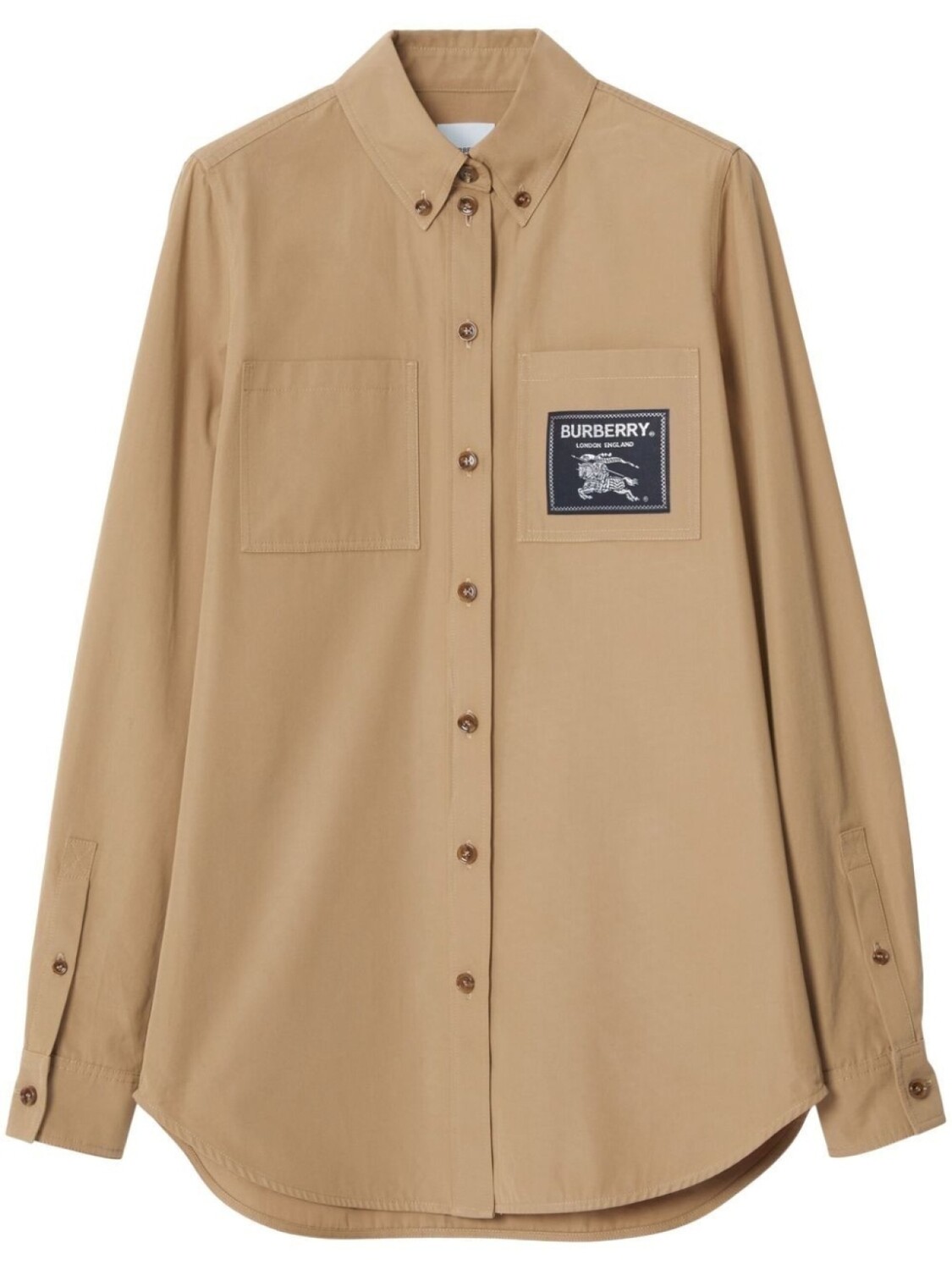 

Рубашка с нашивкой-логотипом Burberry, бежевый