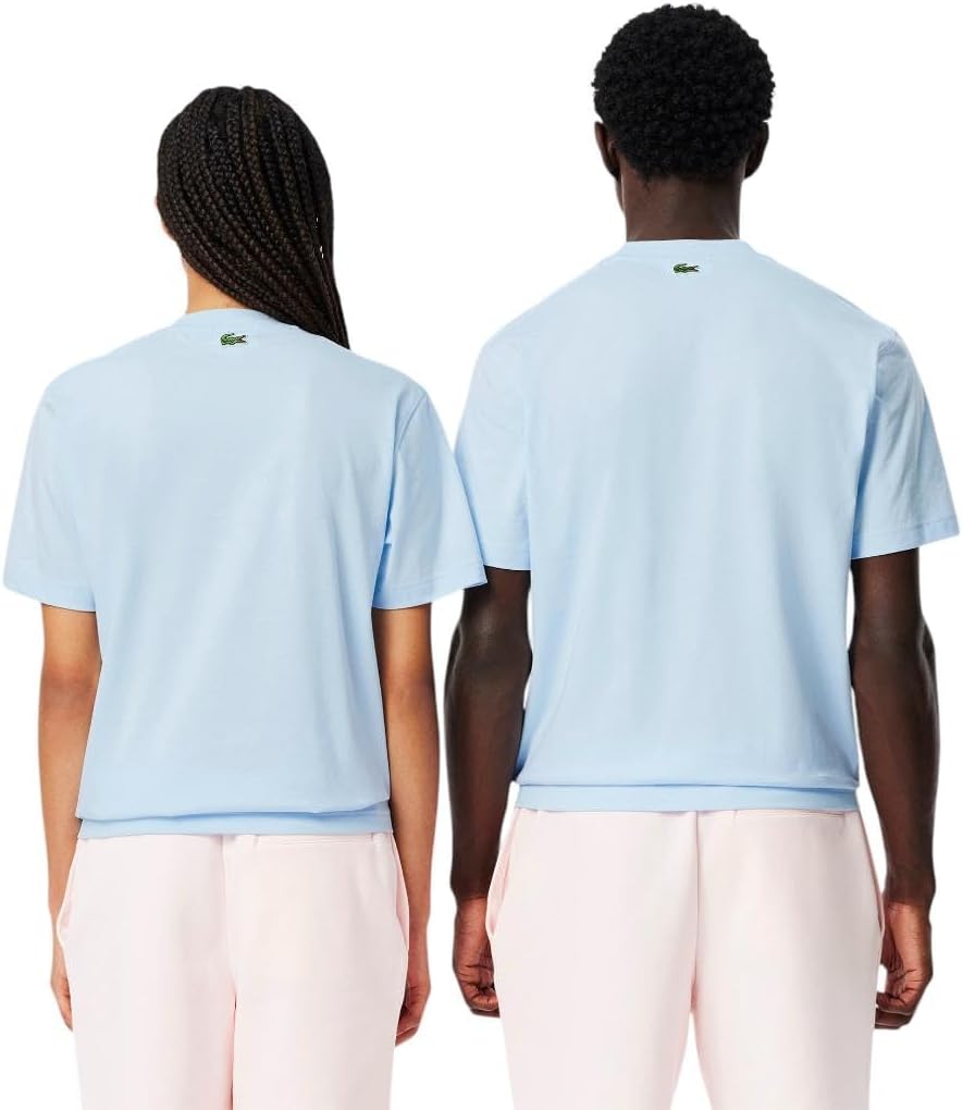 Мужская футболка Lacoste с круглым вырезом и коротким рукавом, классического кроя с графическим принтом, Rill Blue Branding — фото 3