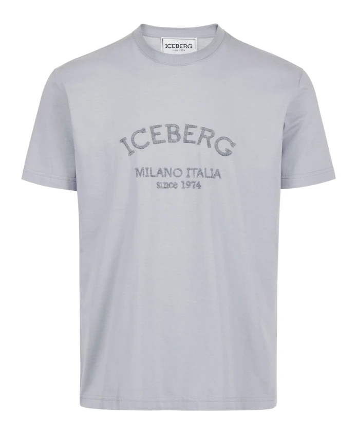 

Светло-Серая футболка прямого кроя с вышивкой Milano Italia шерстяными нитками. Iceberg, серый