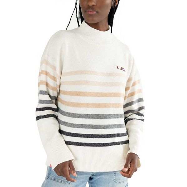 

Женский белый свитер оверсайз с V-образным вырезом LSU Tigers Simone Striple Lusso