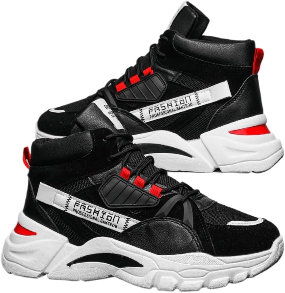 

Кроссовки CTKVbmeoi Y2K высокой посадки из спортивной ткани в уличном стиле для мужчин с контрастными шнурками и буквенным принтом для ходьбы, бега, путешествий и повседневной носки, черный