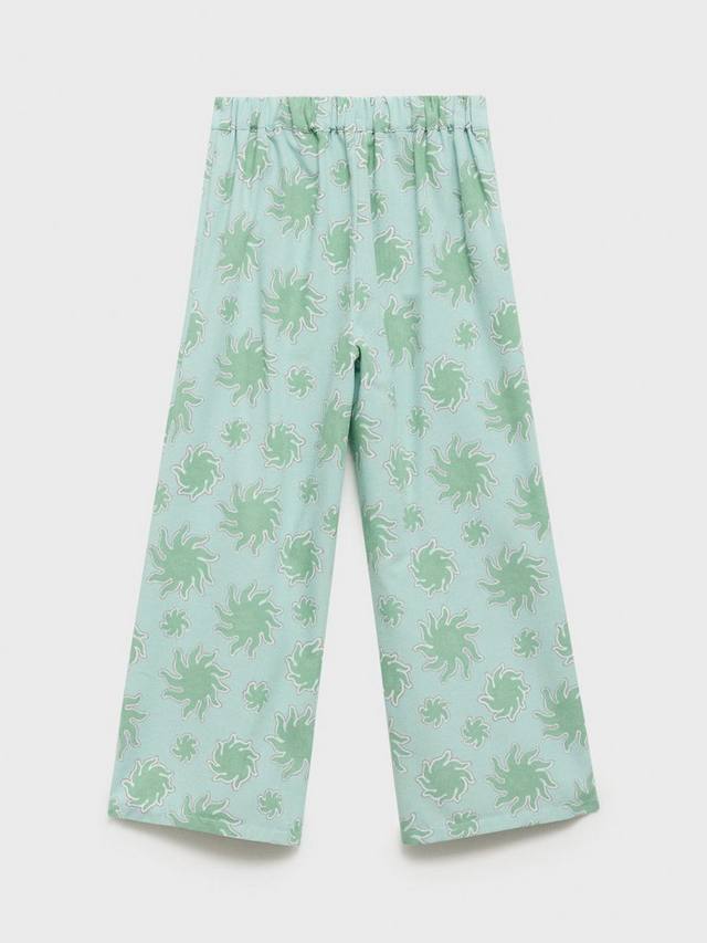 Детские брюки Audrey из хлопковой смеси с солнечным принтом Mango, Green — фото 2