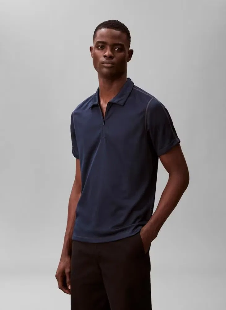 Поло с длинным рукавом сетчатое Slim stretch mesh Calvin Klein, темно-сапфировый