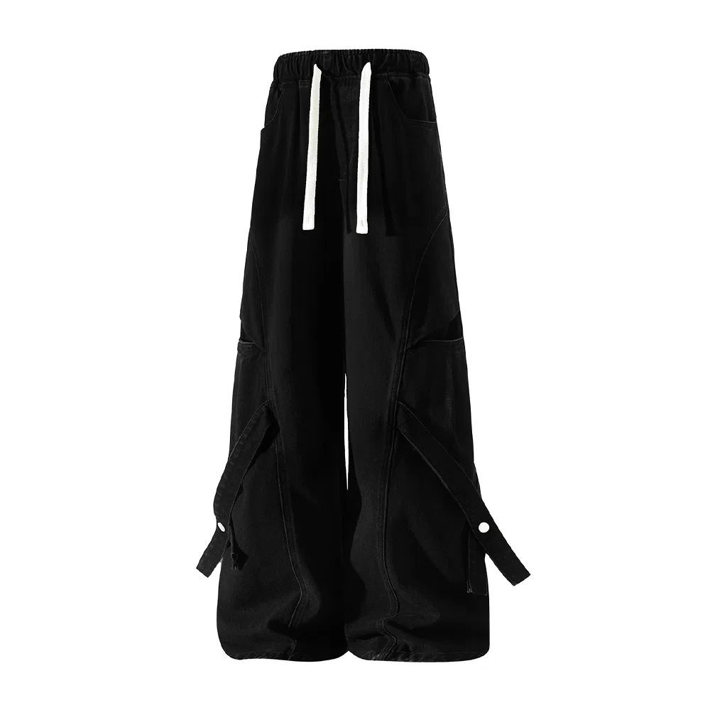 Детские джинсы карго без гендера с умеренным кроем Black Minimalist PAL ONGACO, Черный