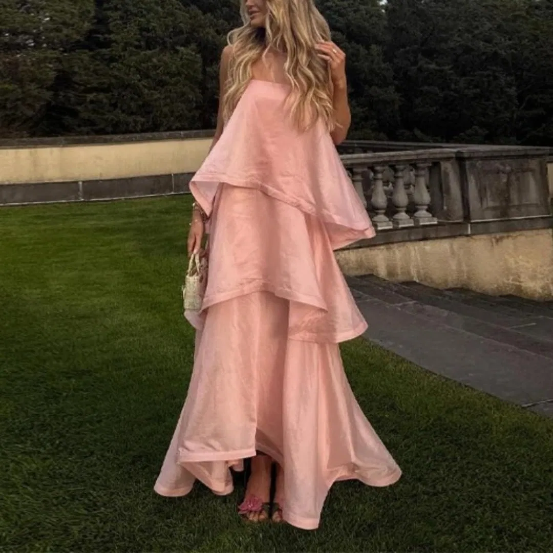 Женское вечернее платье А-силуэта с запахом Generic, Pink — фото 3