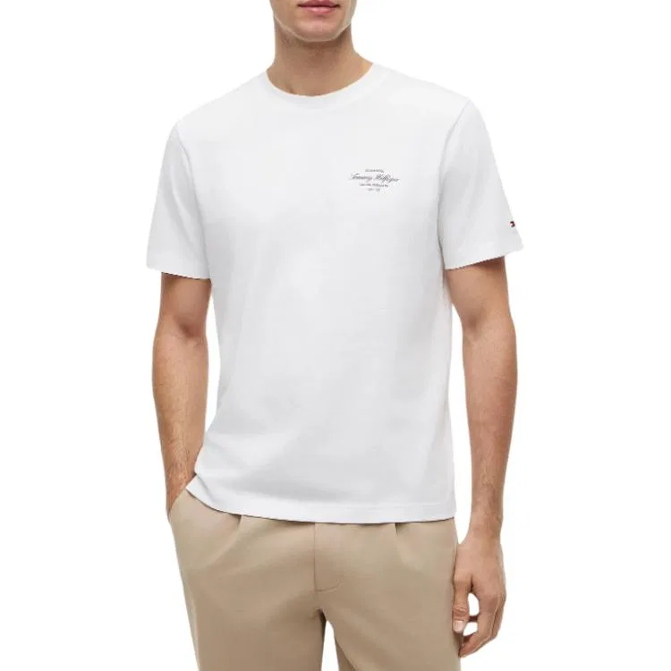 Мужская футболка с круглым вырезом White Tommy Hilfiger — фото 4