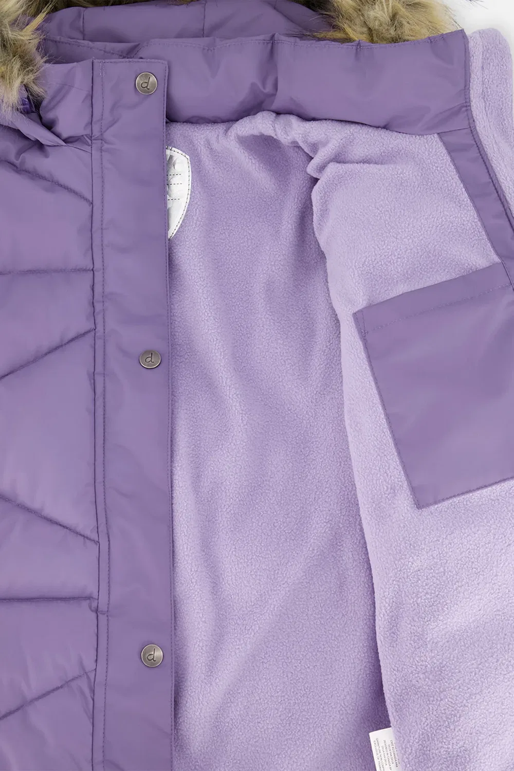 Детское зимнее пальто-пуховик удлиненное с капюшоном Deux par Deux, Violet — фото 4