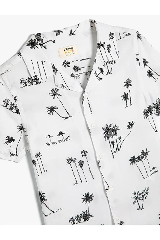 Детская рубашка для мальчиков с принтом Koton, White Patterned — фото 3