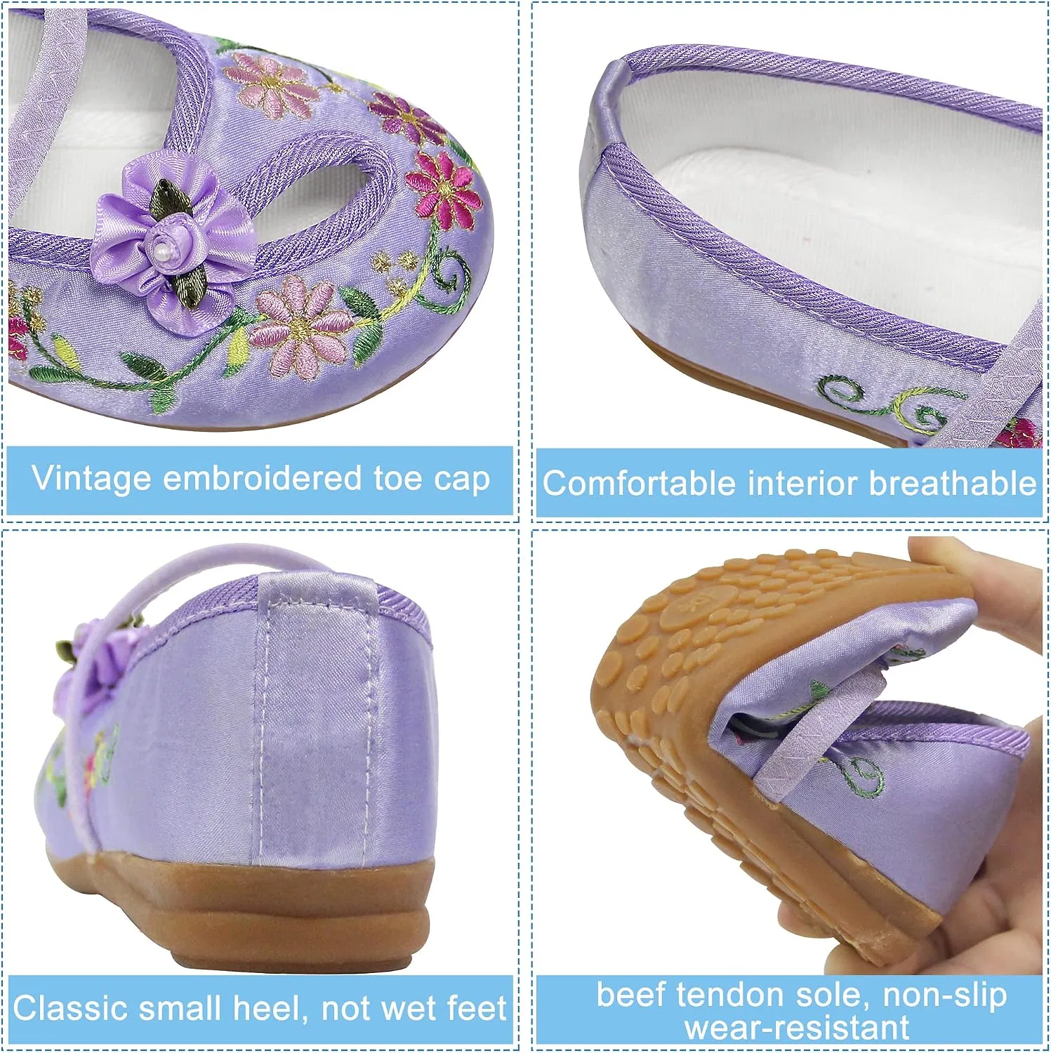 Детские балетки для девочек с вышивкой Mirabel Isabela CCJRLM, Purple — фото 4