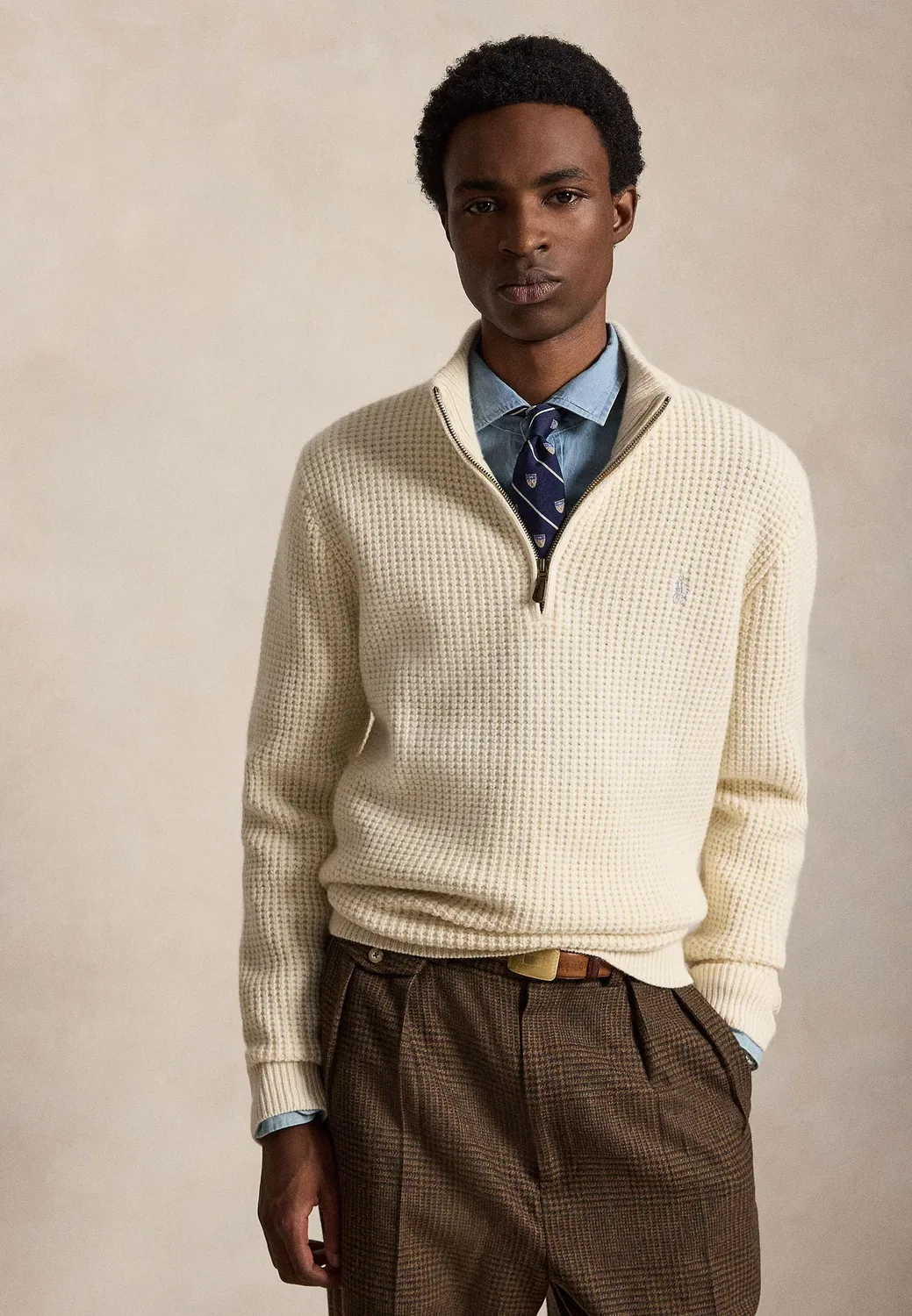 Вафельный свитер из шерсти и хлопка Polo Ralph Lauren, Andover Cream