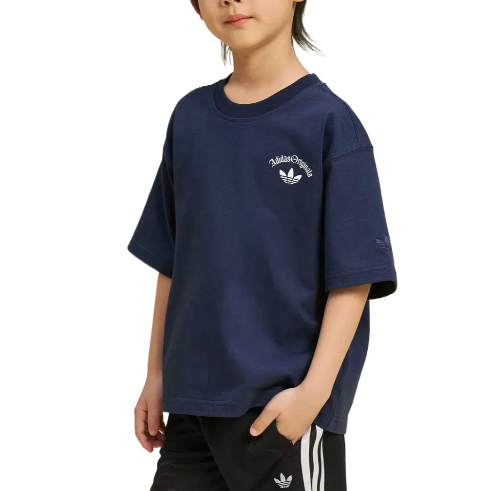 Детская футболка хлопковая Adidas Originals, Dark Navy Blue — фото 3