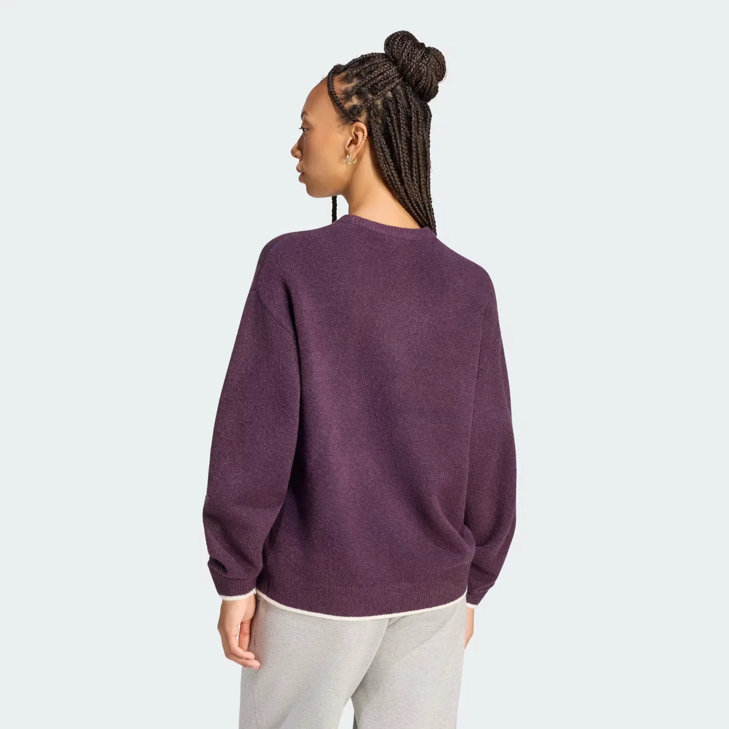 Женская толстовка свободного кроя ESS Knit Tipping Crew Adidas Originals, Noble Red/Cream White — фото 2