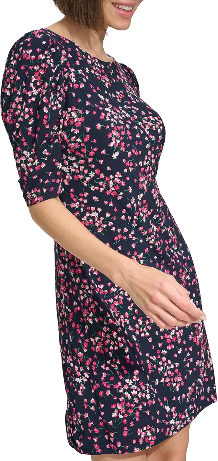 Женское платье-футляр с рукавом-фонарик Tommy Hilfiger, Sky Captain/Hot Pink — фото 2
