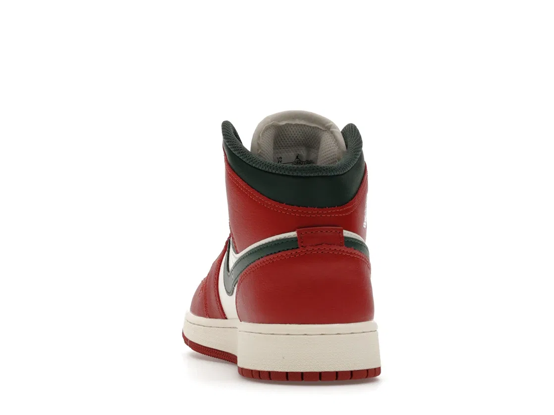Детские кроссовки Lifestyle Jordan 1 Mid Jordan, Color: Sail Pure Platinum Redstone Midnight Green — фото 4
