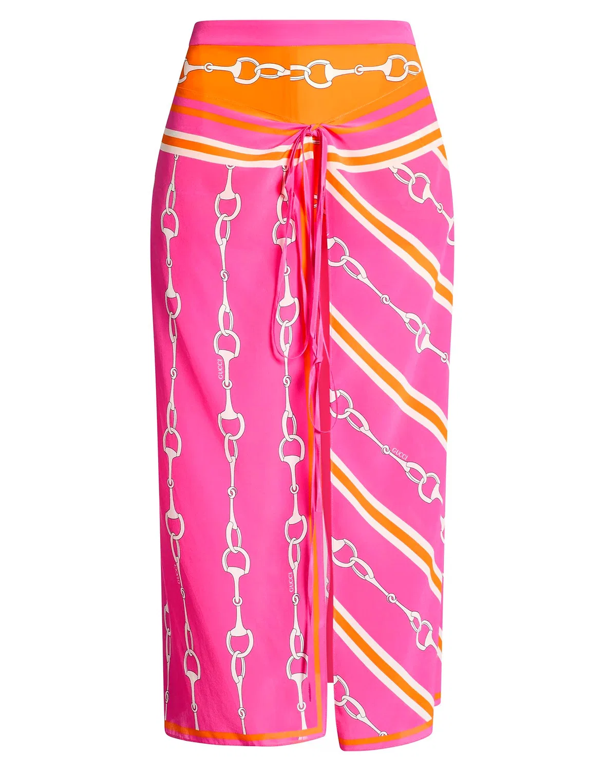 Женская юбка-запах с принтом из шелка Gucci, фуксия