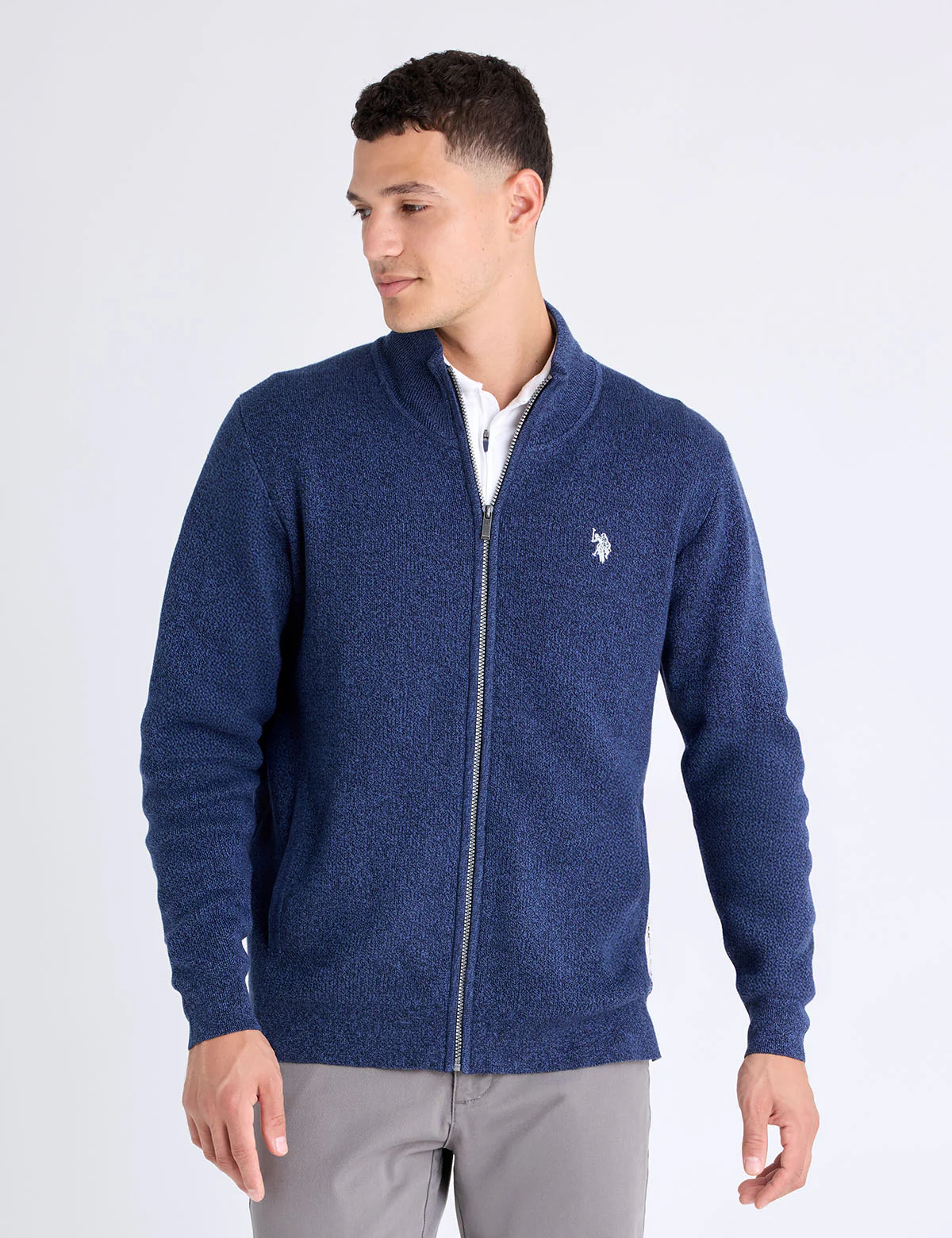 

Свитер U.S. Polo Assn Cotton Marl Full Zip, темно-синий