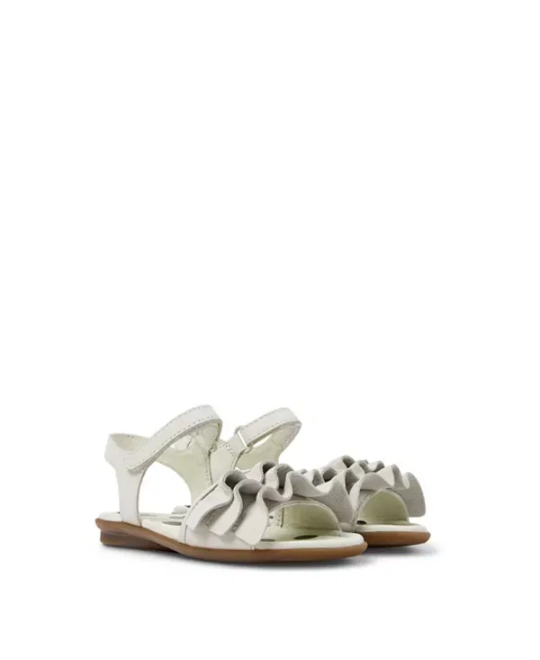 Сандалии детские Camper right mismatched leather sandals, кожаные, White Natural