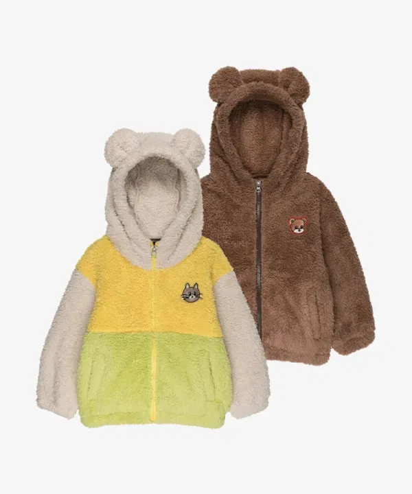 Куртка с плюшевым мишкой, фестивальная, Festival Bear Boa Jacket Rototobebe, бежевый — фото 4