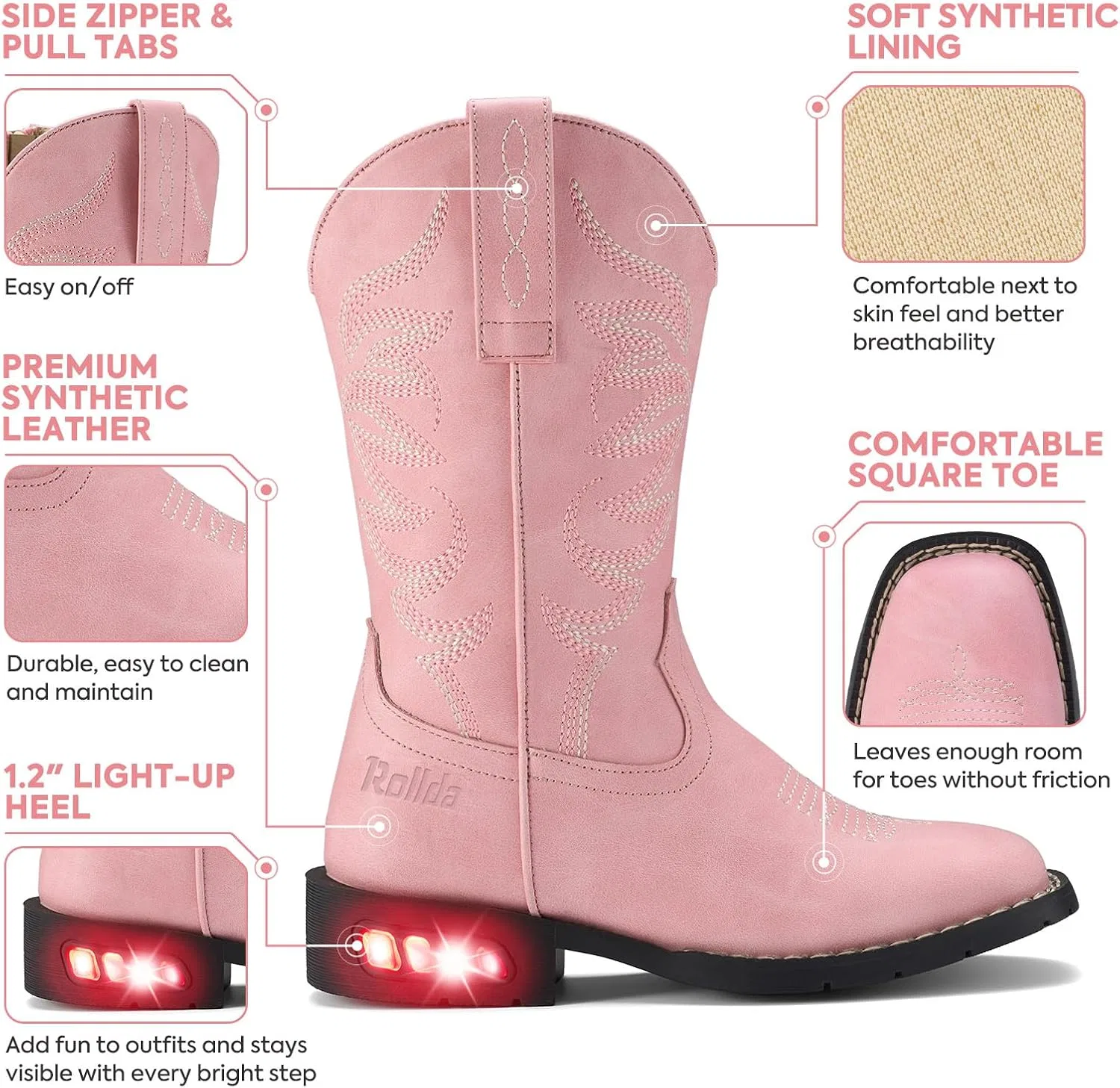 Детские сапоги ковбойские с подсветкой Classic Western Rollda, Pink — фото 4