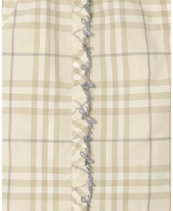 Детская хлопковая рубашка для девочек без рукавов Burberry, Sesame Beige — фото 3